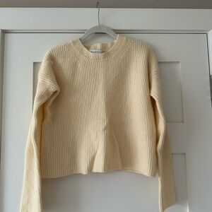 La Ligne Cream Ribbed Crew Neck Sweater